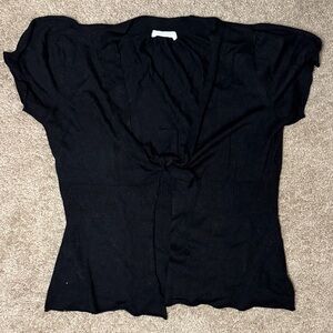 Promod Black Short-Sleeve Tie-Front Top